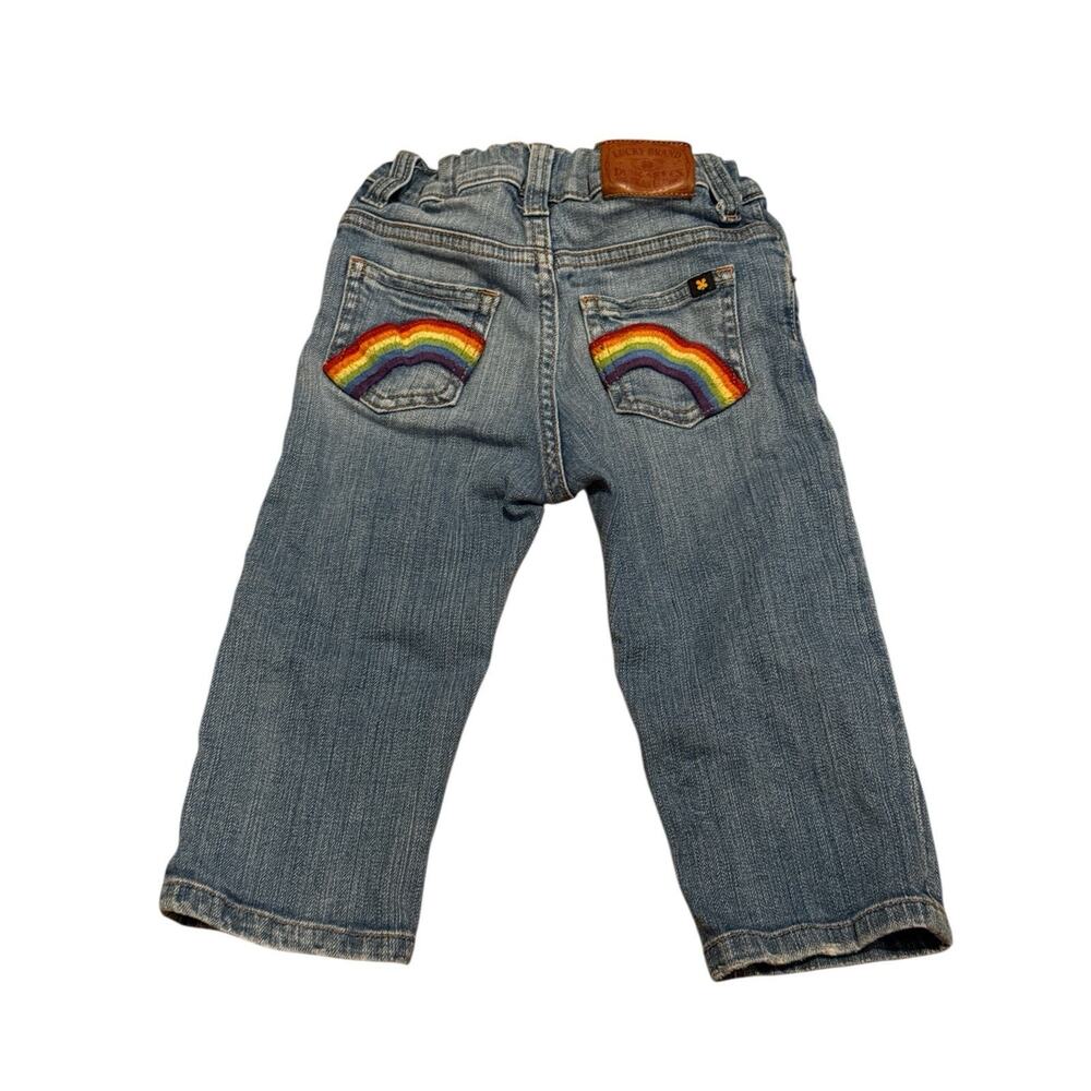 Lucky Brand Baby Girl 18 Month Jeans Denim Blue Rainbow Pockets Adjustable Waist